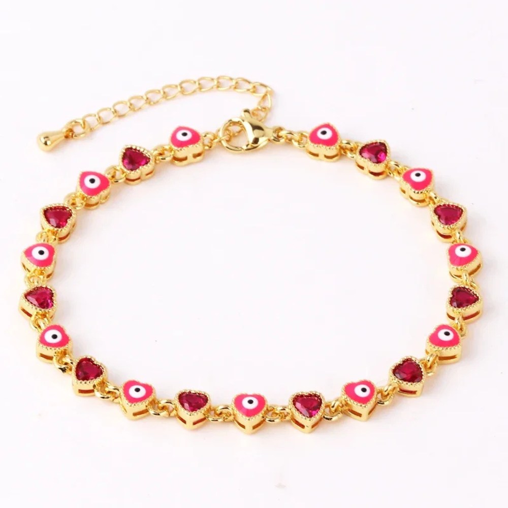 Bracelet Œil Rose Strass Femme