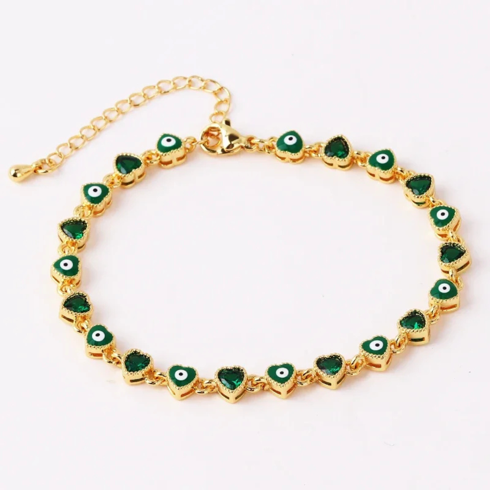 Bracelet Œil Vert Strass Femme