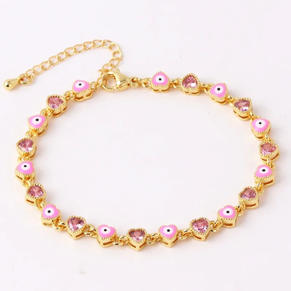 Bracelet Œil Rose Strass Femme
