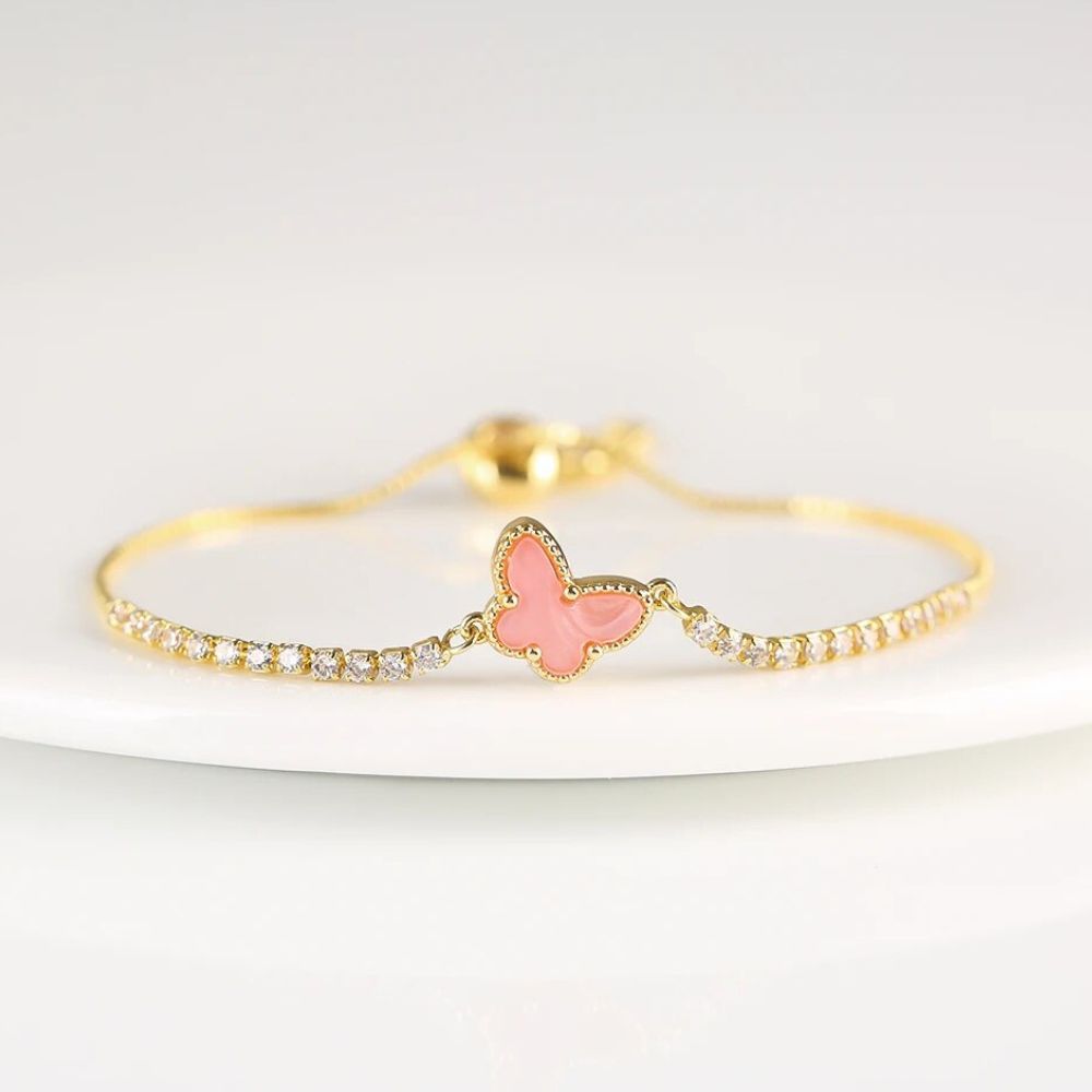 Bracelet Papillon Or Diamant rose