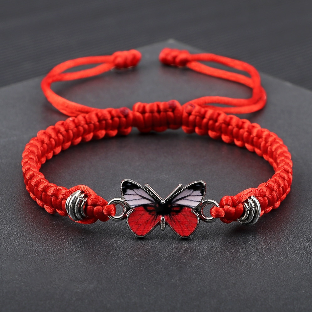 Bracelet Papillon Rouge tissu