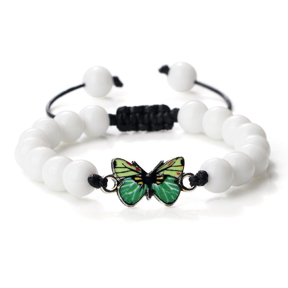 Bracelet Papillon Vert blanc