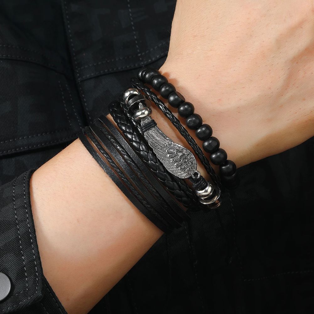 Bracelet Plume Cuir 