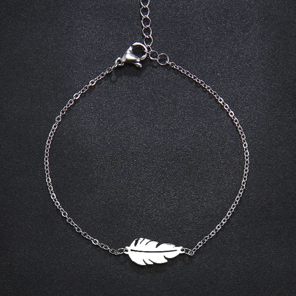 Bracelet Plume Simple Argent