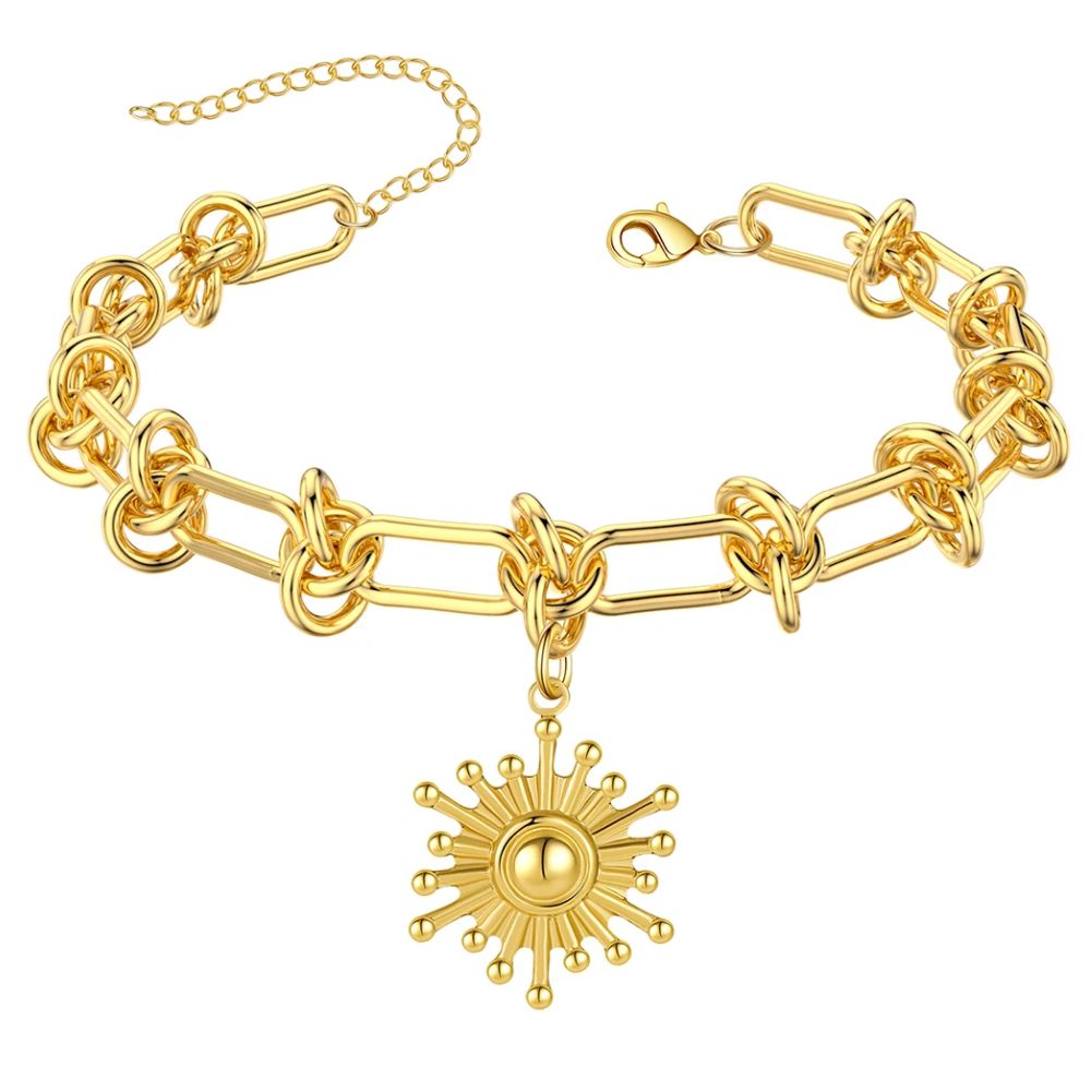 bracelet soleil plaqué or