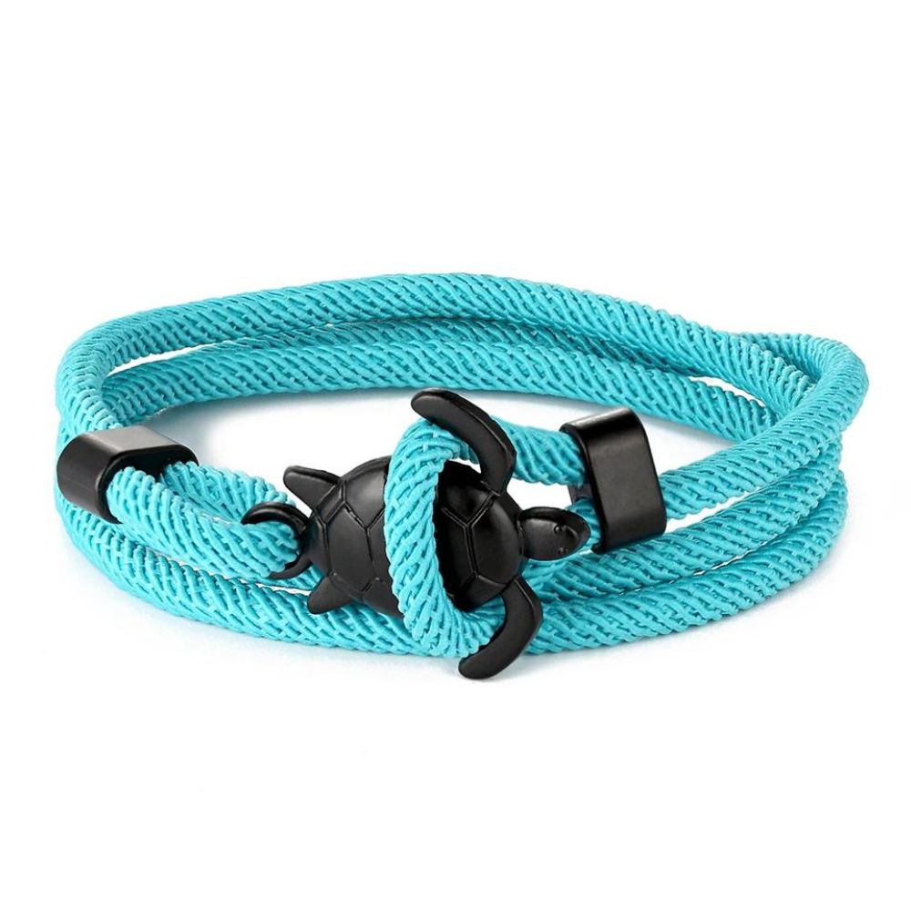 Bracelet Tortue en Corde Turquoise