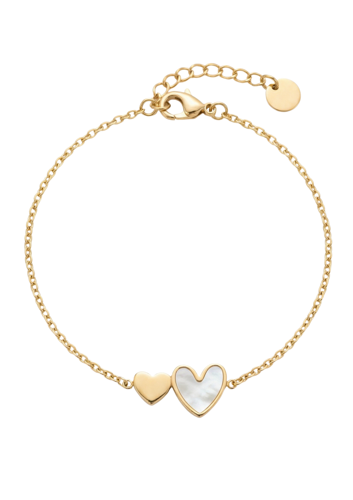 Bracelet Double Cœur Nacre et Doré