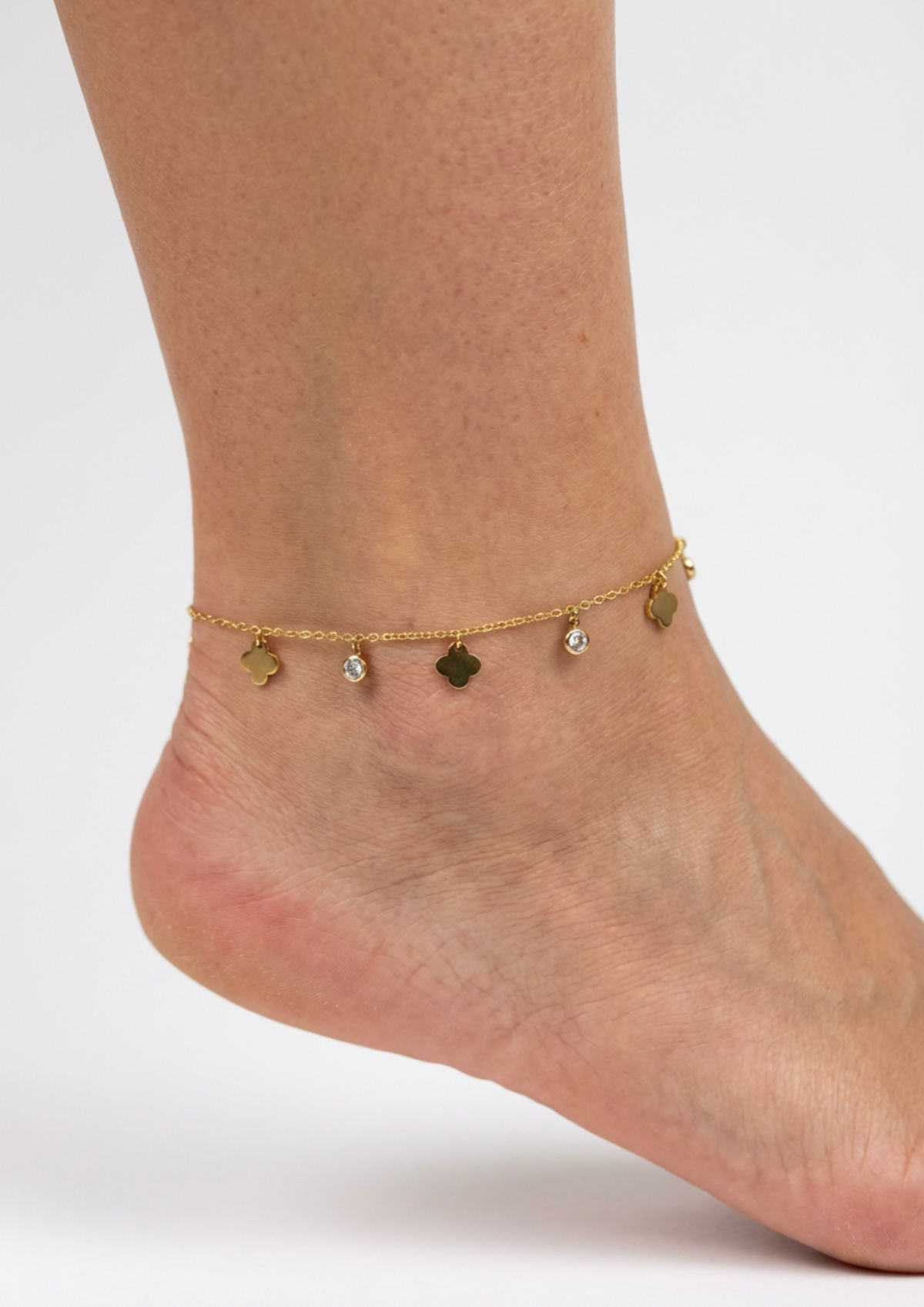 Chaîne de Cheville Trèfle et Strass