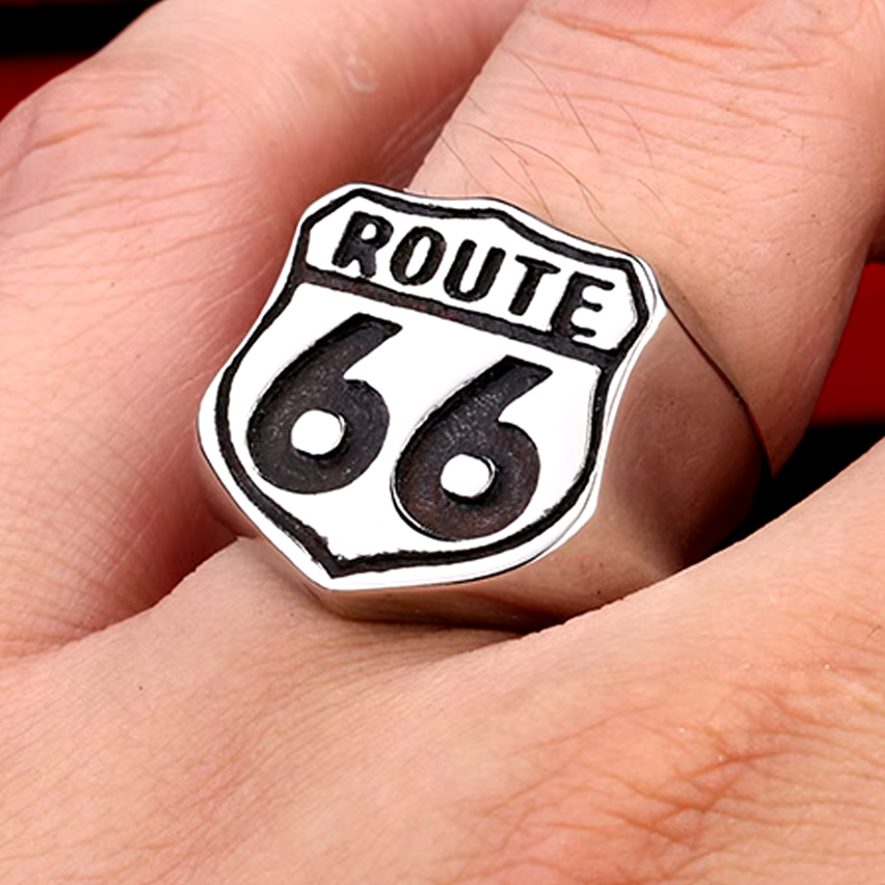 Chevalière Route 66 Argent