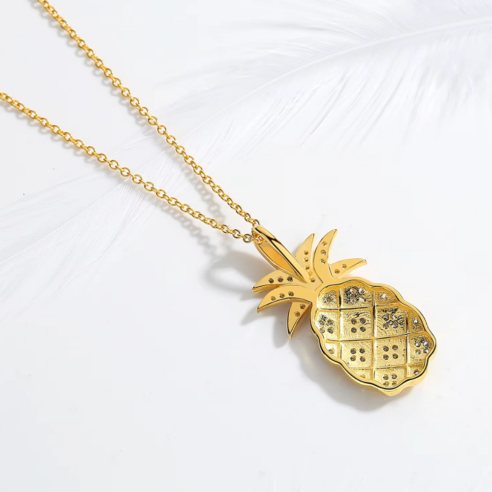 Collier Ananas Strass Or