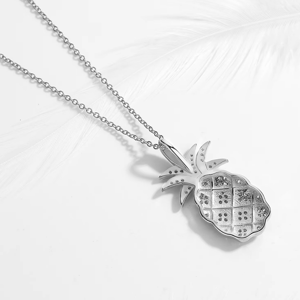 Collier Ananas Strass Argent