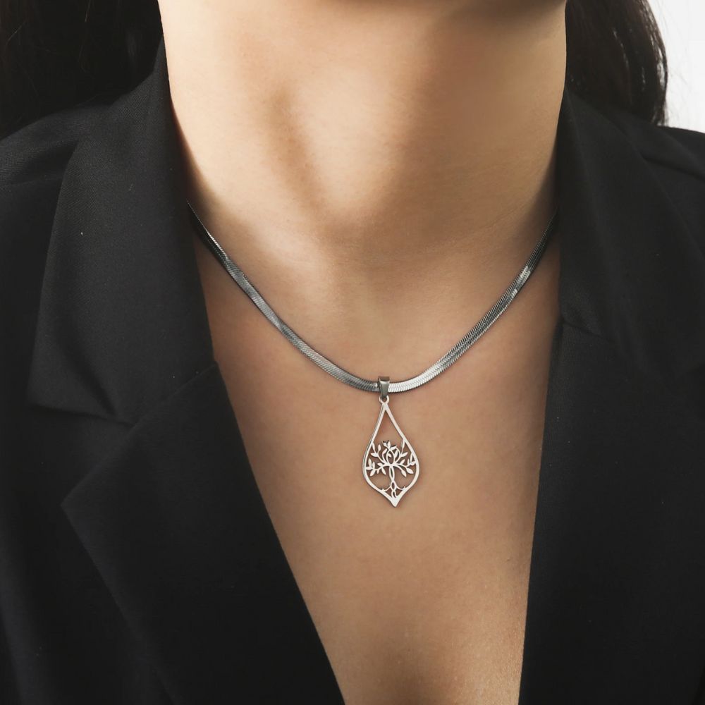 Collier Arbre de Vie Acier Argent