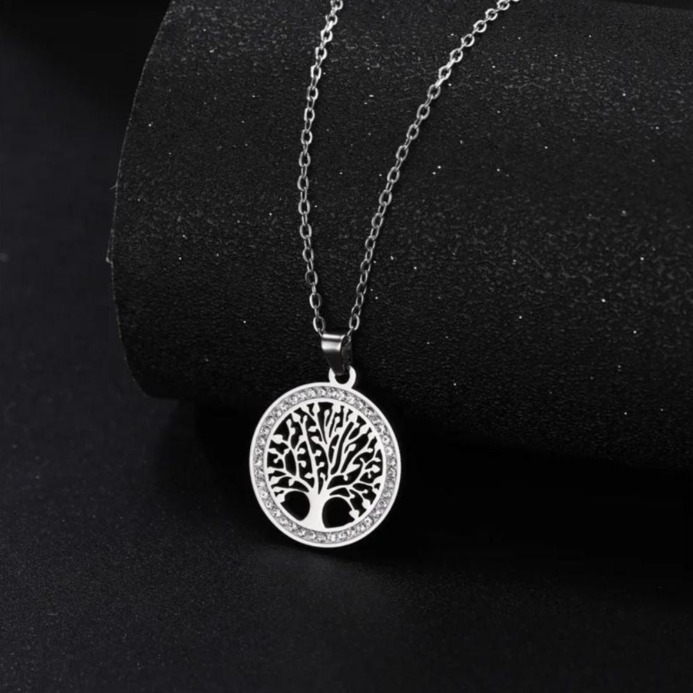 Collier Arbre de Vie Acier Argent