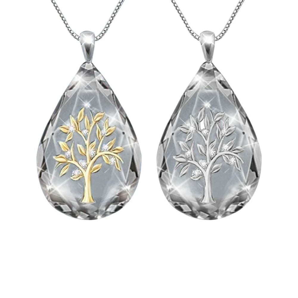 Collier Arbre de Vie Goutte d'Eau Acier