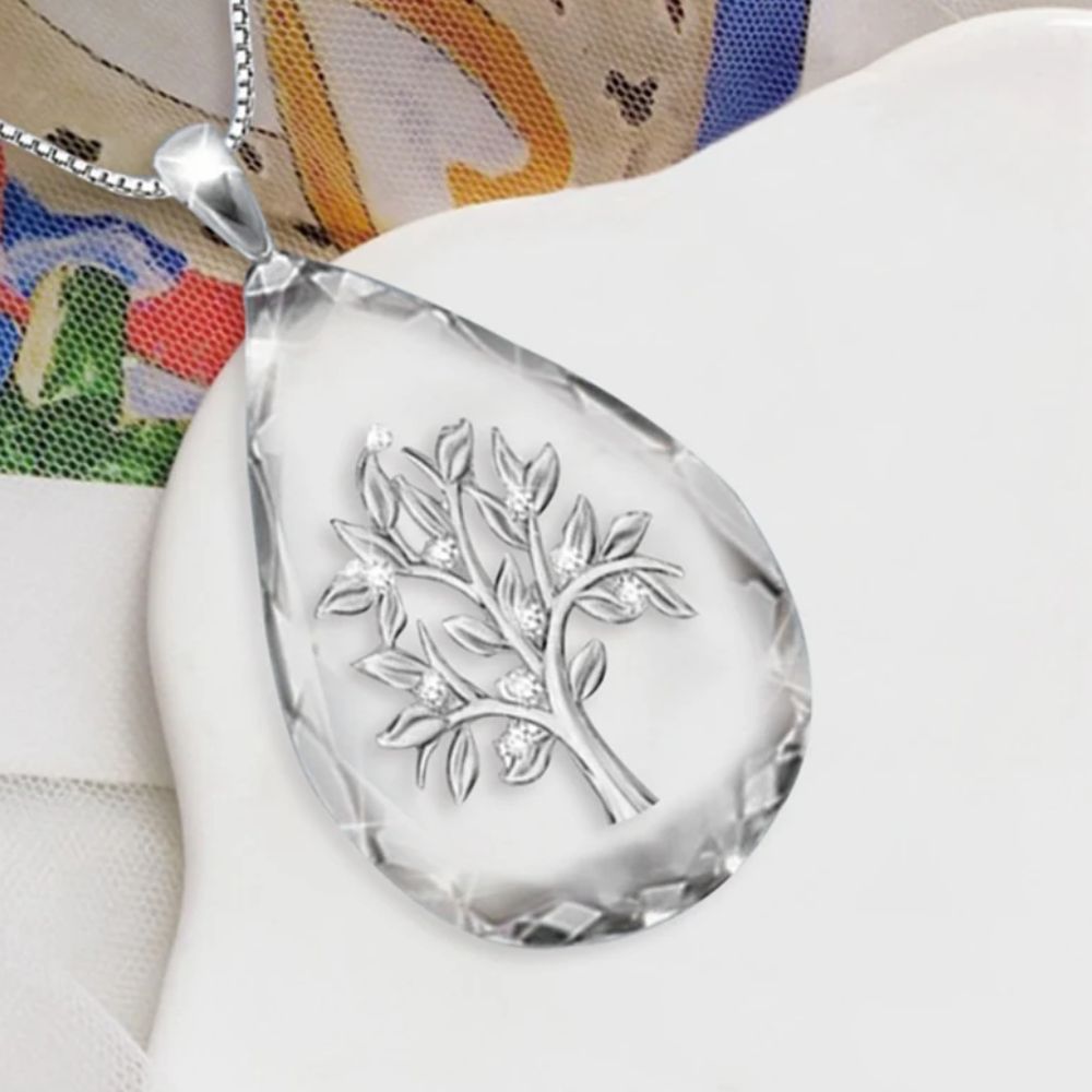 Collier Arbre de Vie Goutte d'Eau Argent