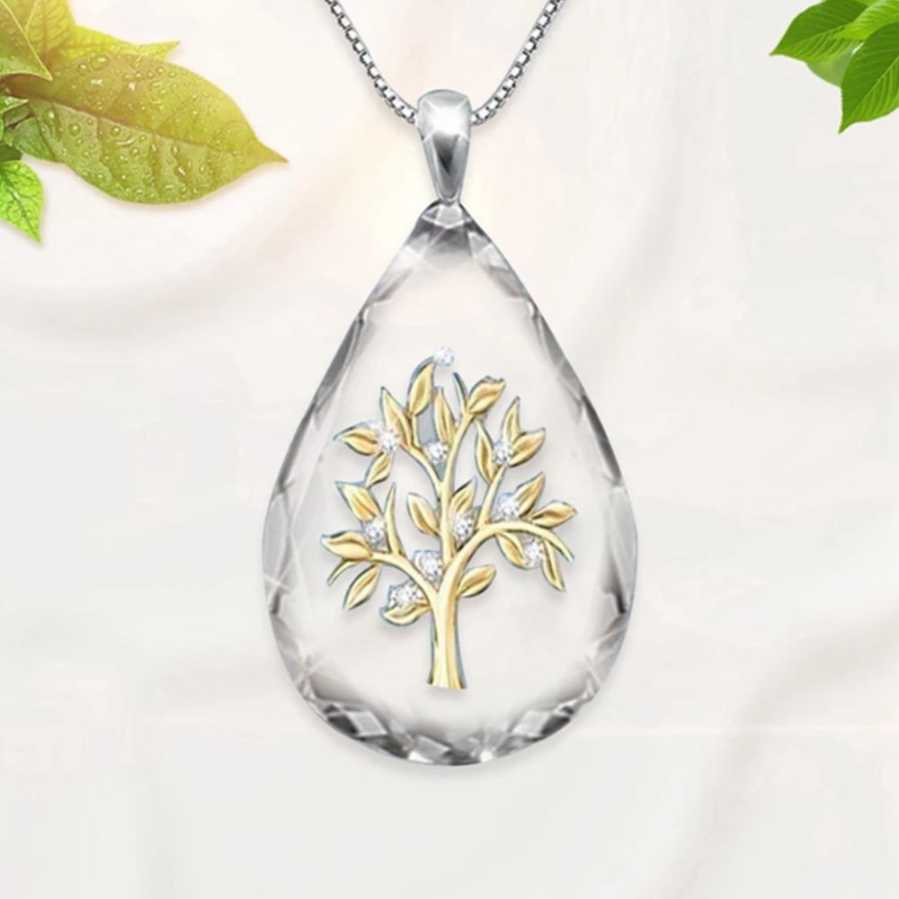 Collier Arbre de Vie Goutte d'Eau Or