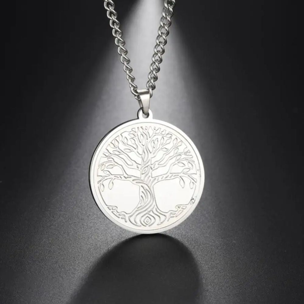 Collier Arbre de Vie Gravé Acier Inocydable