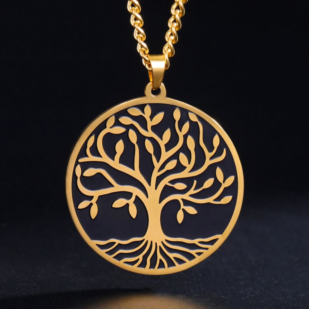 Collier Arbre de Vie Noir Acier Inoxydable