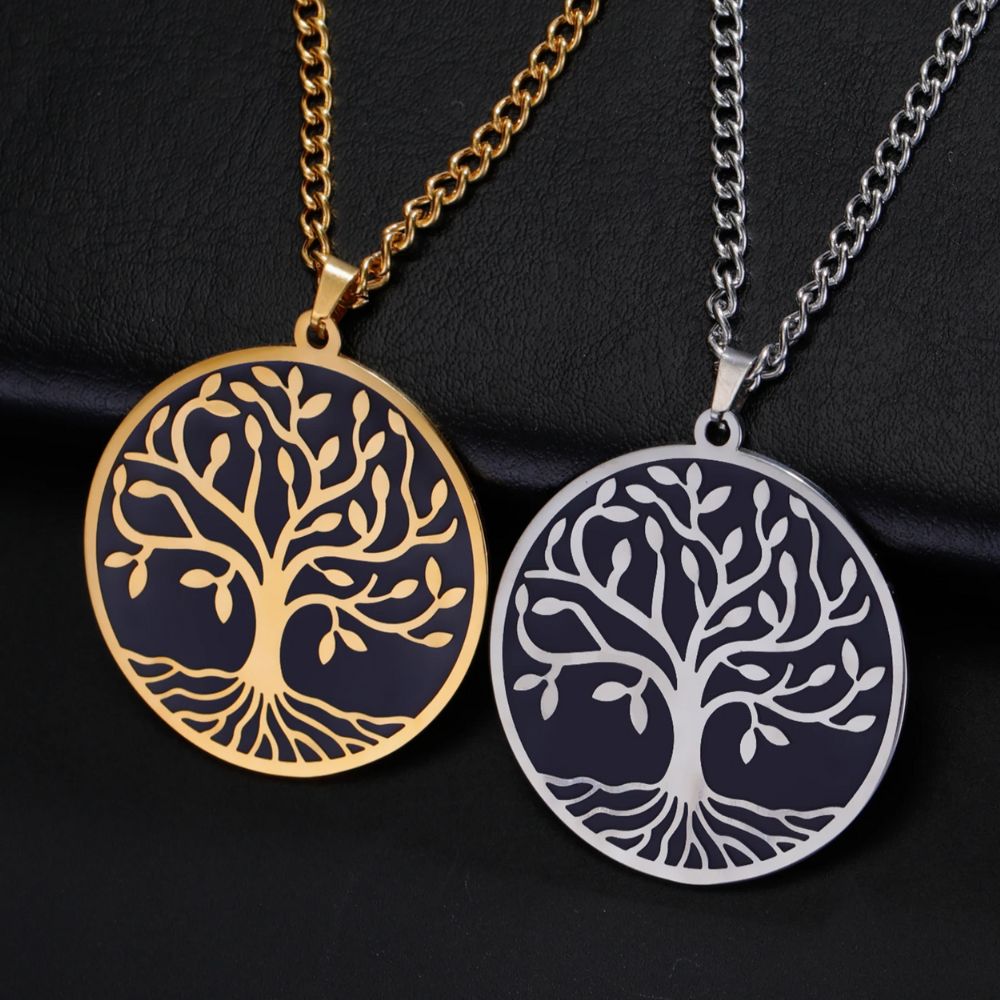 Collier Arbre de Vie Noir Acier