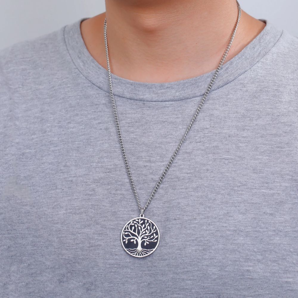 Collier Arbre de Vie Noir Argent