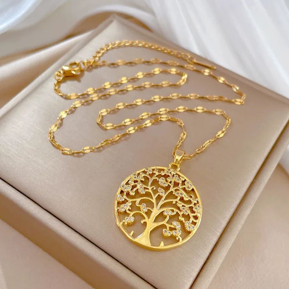 Collier Arbre de Vie Or Jaune Acier Inoxydable