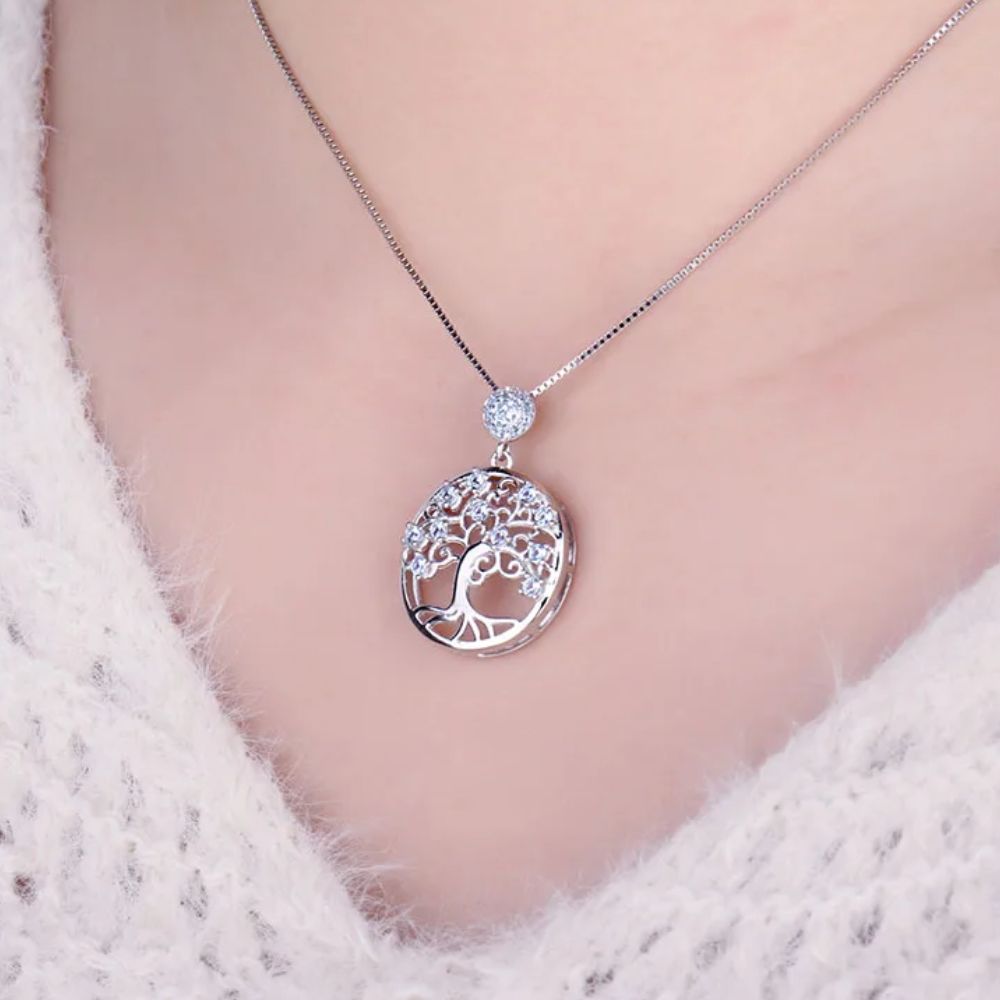 Collier Arbre de Vie Perle Argent