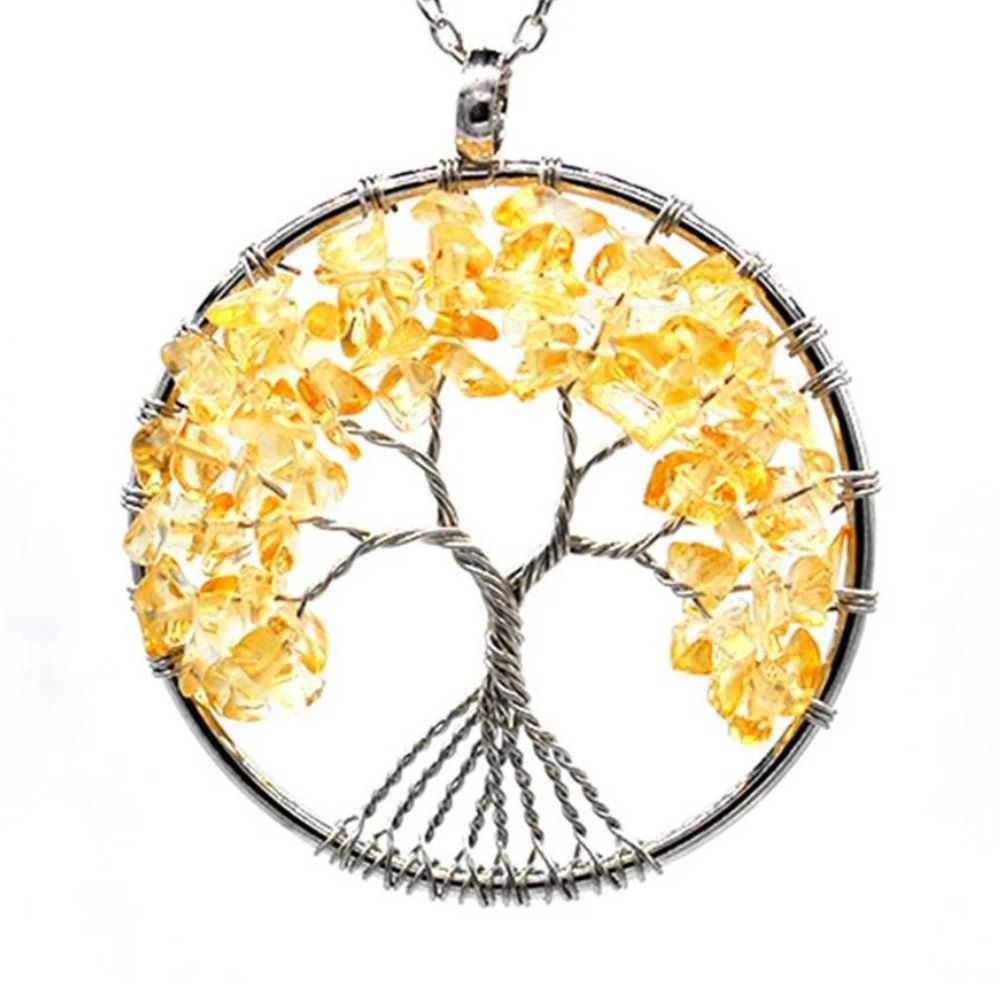 Collier Arbre de Vie Pierres Jaunes