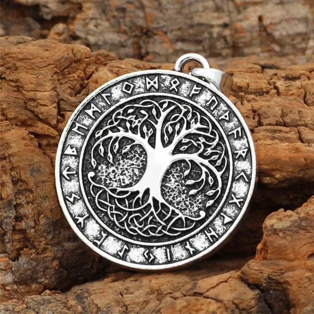 Faux Plug Acier Inoxydable 316L Yggdrasil Arbre De Vie Celtique Viking Runes 10mm - Noir Homme Femme
