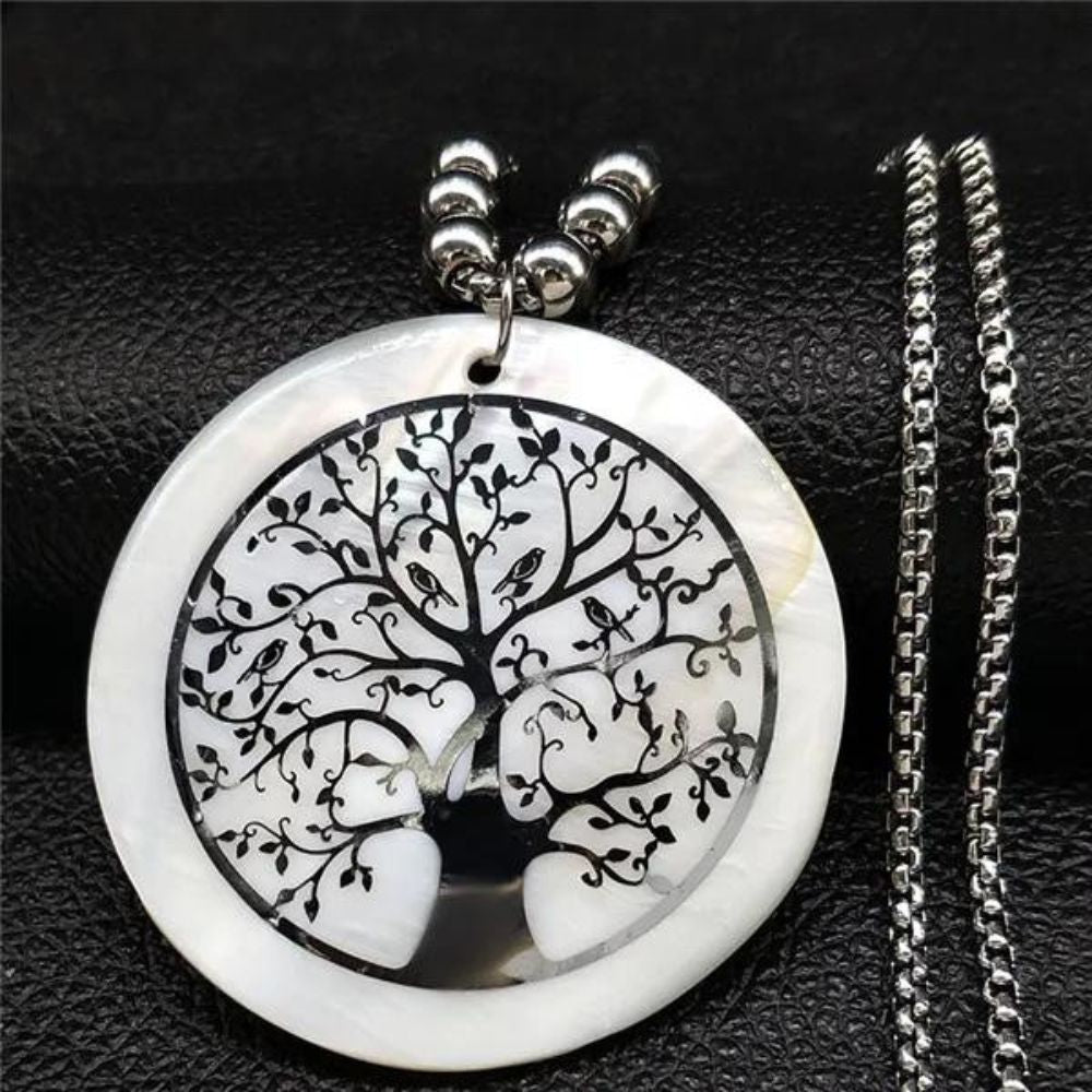 Collier Arbre Pierre Blanche