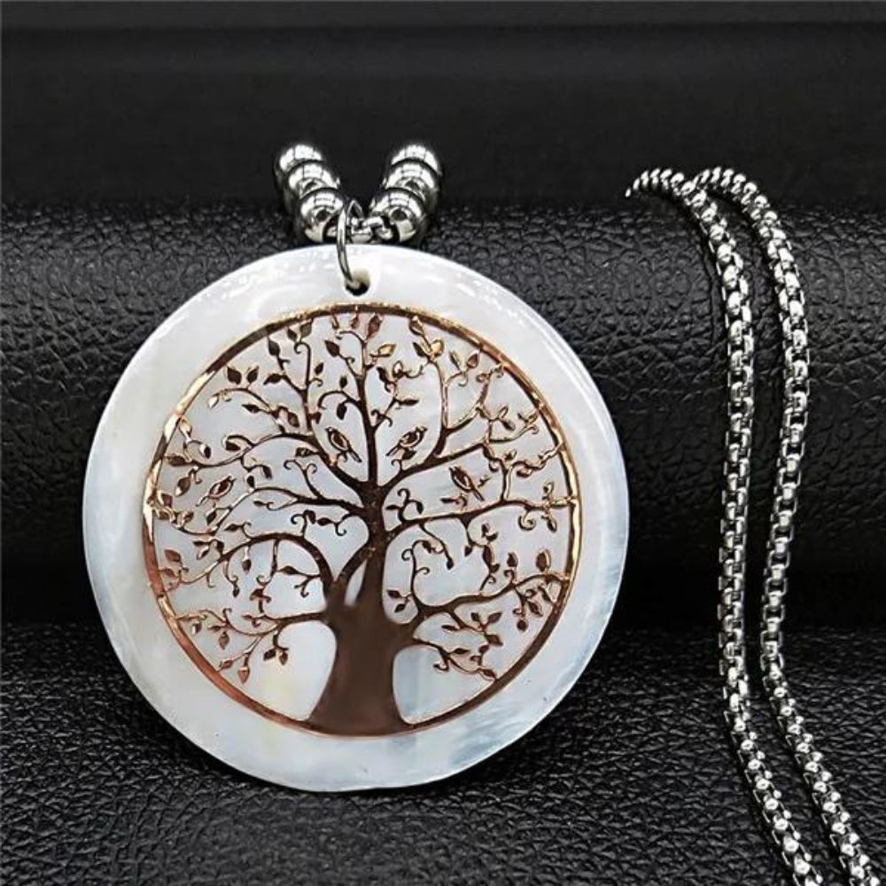 Collier Arbre de Vie Pierre Blanche