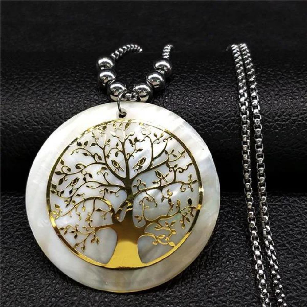 Collier Arbre de Vie Pierre Blanche