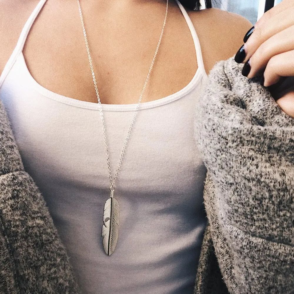 Collier avec Plume Argent