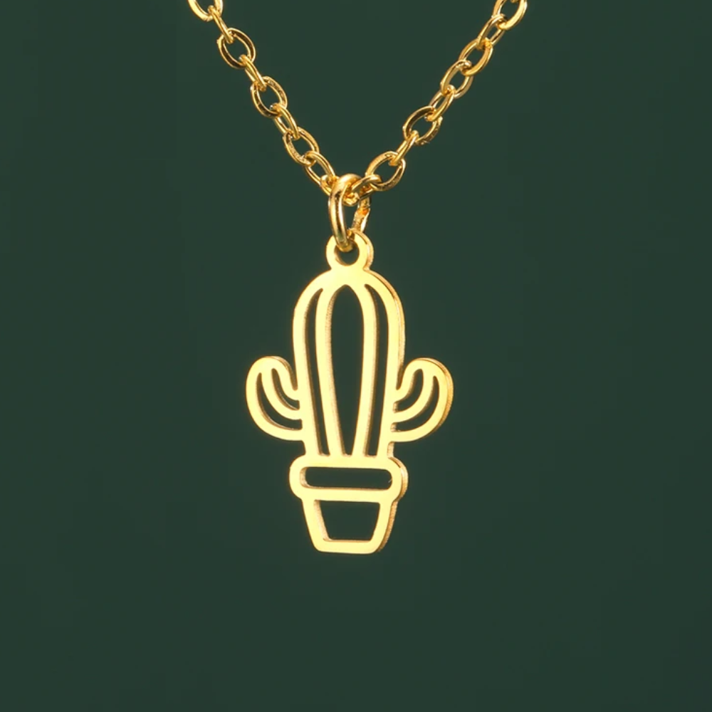 Collier Cactus Simple Métal