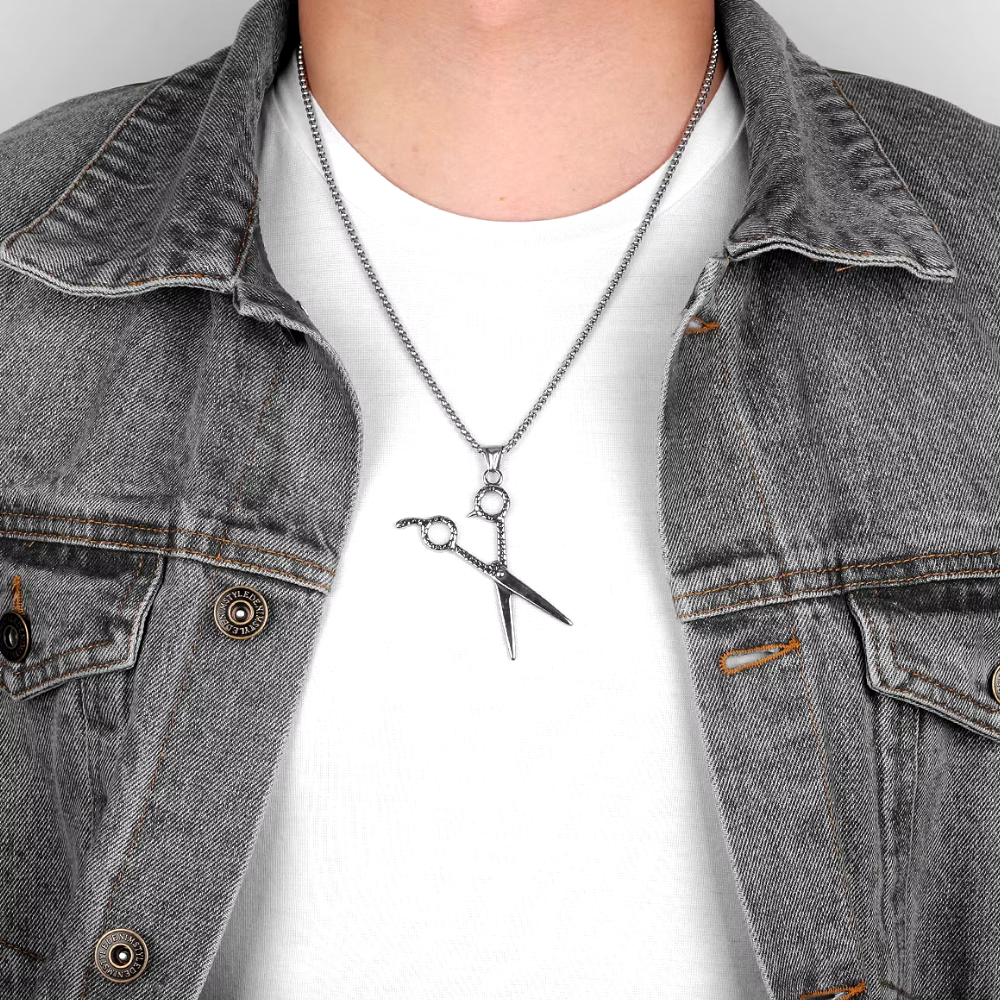 Collier Ciseaux Homme Acier