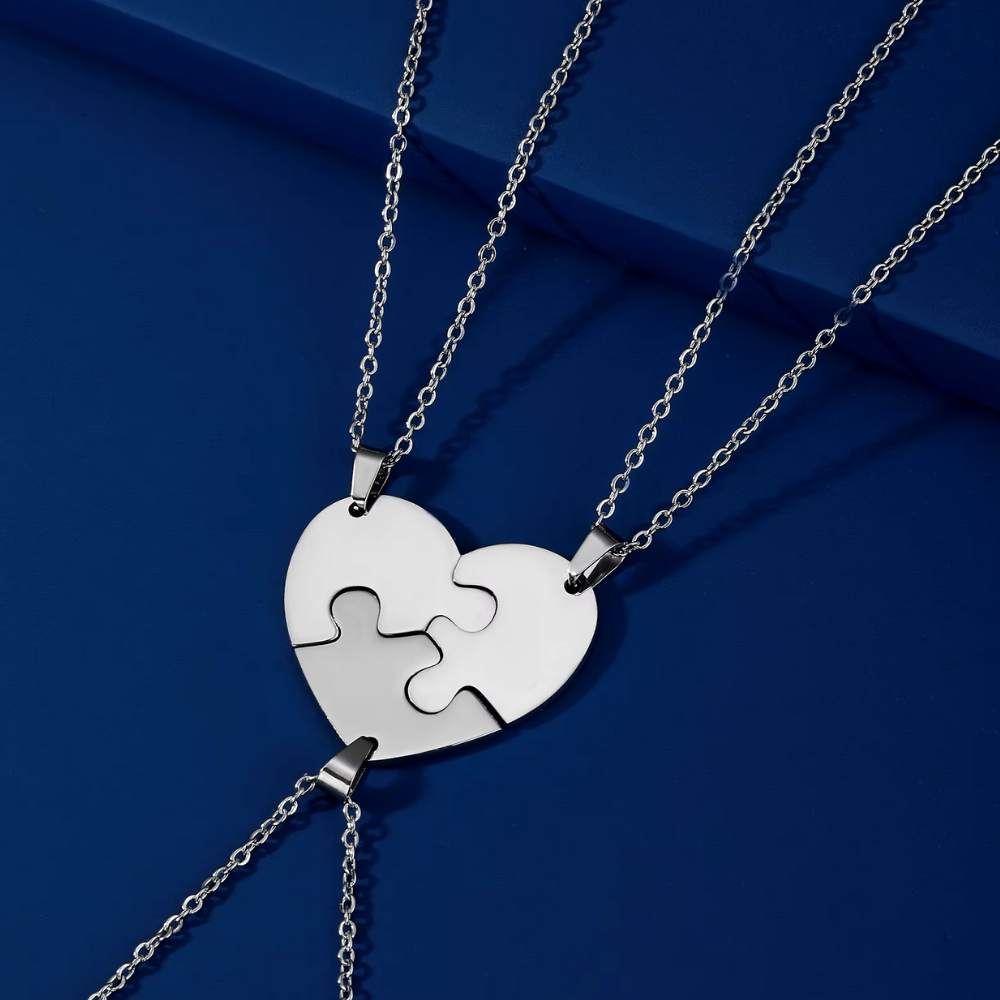 Collier Coeur Puzzle Argent