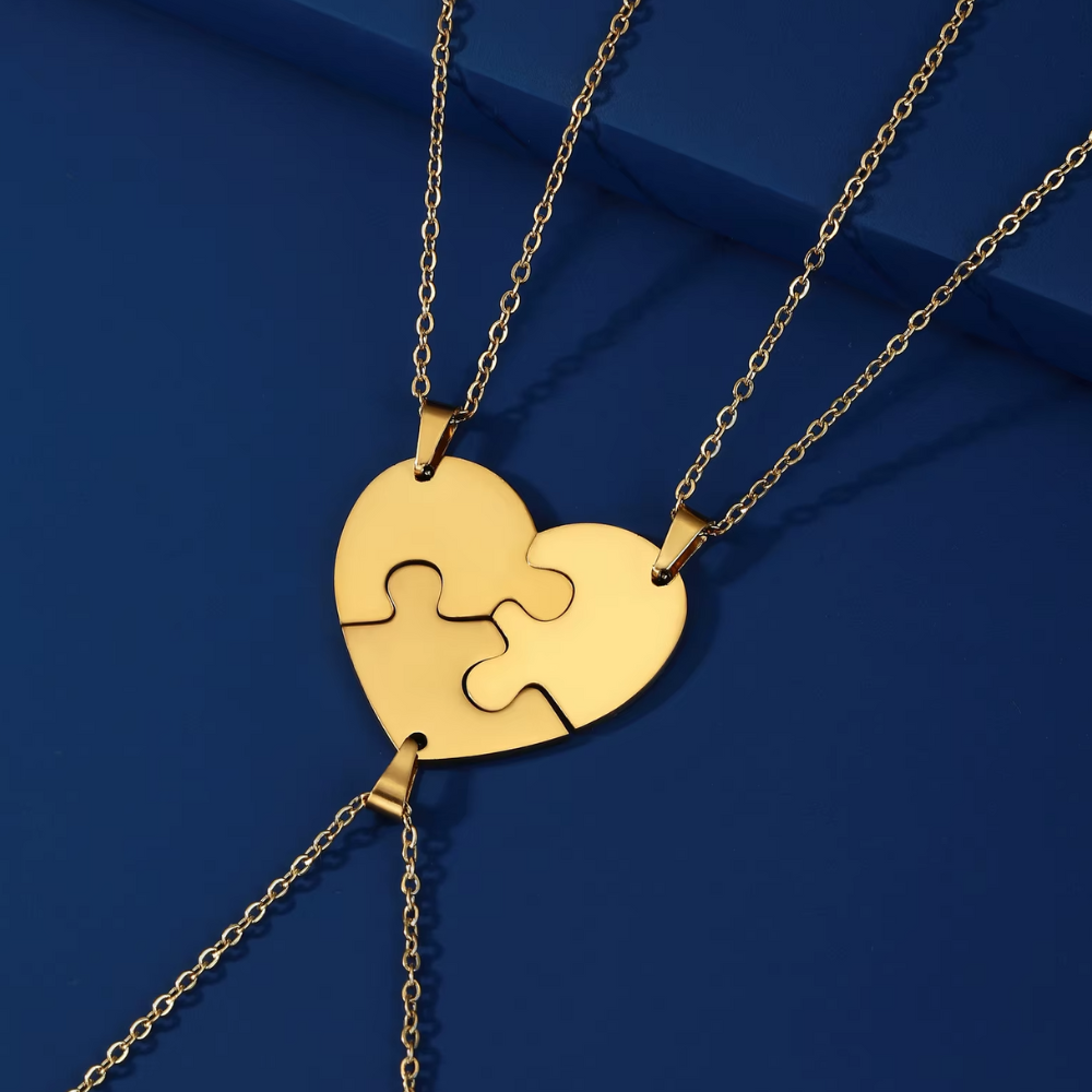 Collier Coeur Puzzle Or