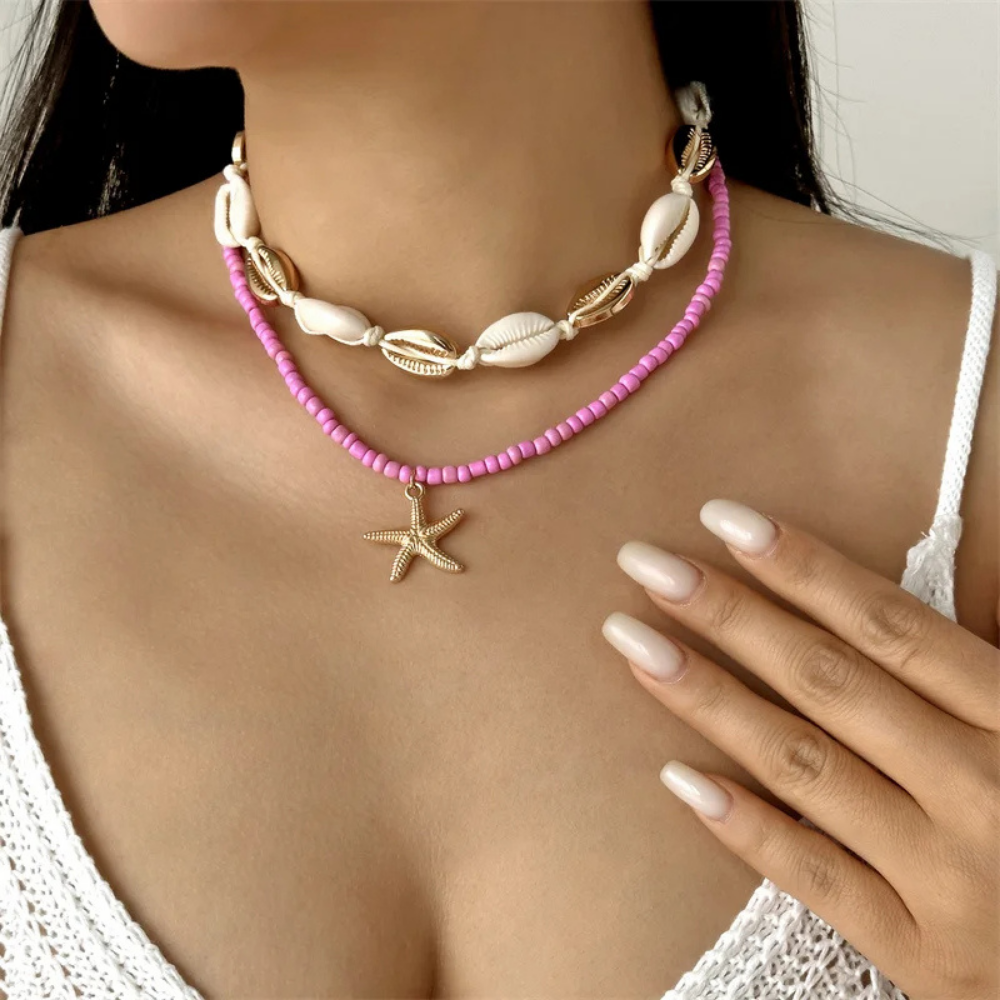 Double Collier Coquillage pas cher