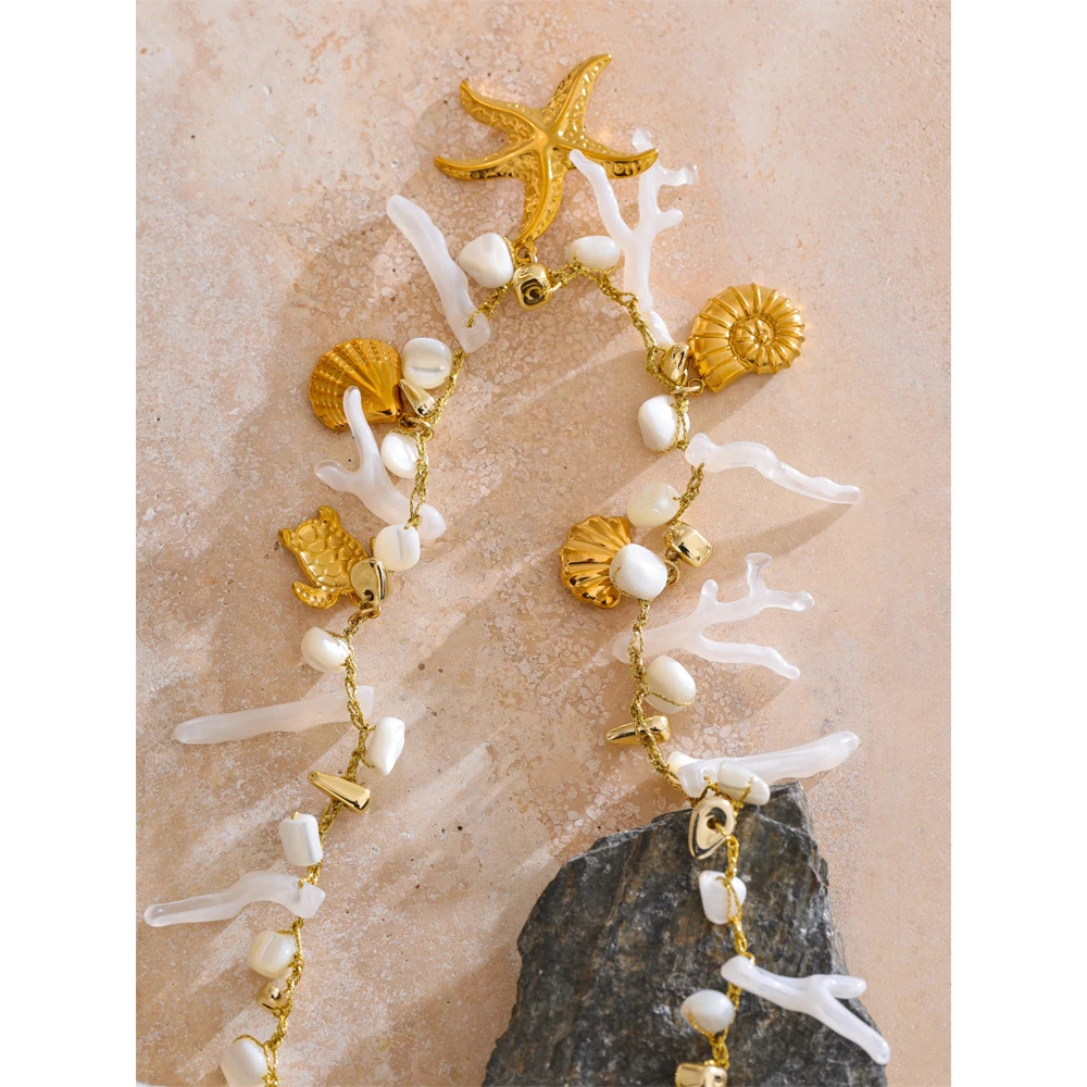 Collier Charms Coquillage Blanc pas cher