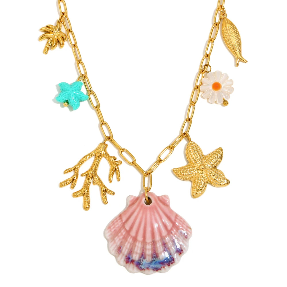 Collier Coquillage Rose