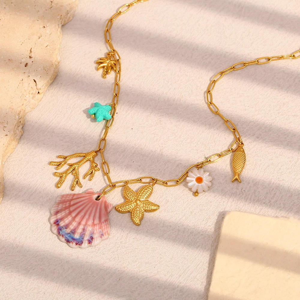 Collier Coquillage Rose