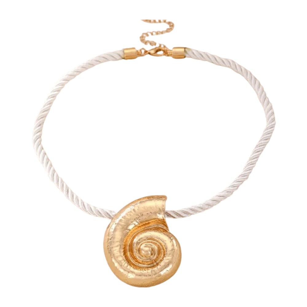 Collier Corde Coquillage Spirale