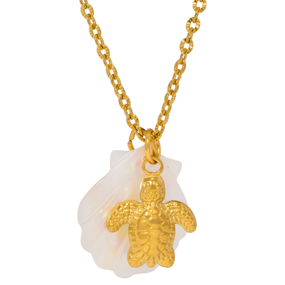 Collier Coquillage Nacre or