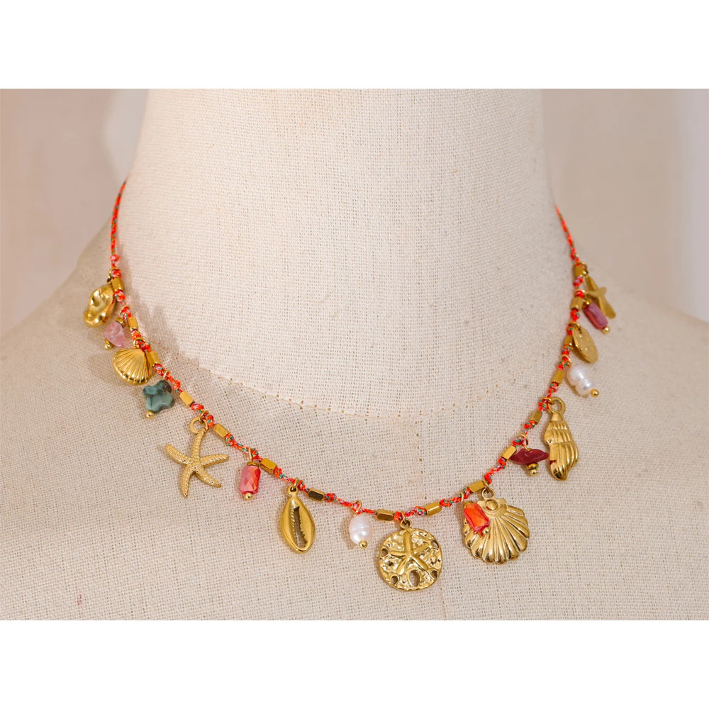 Collier Cordon Pendentif Coquillage pas cher