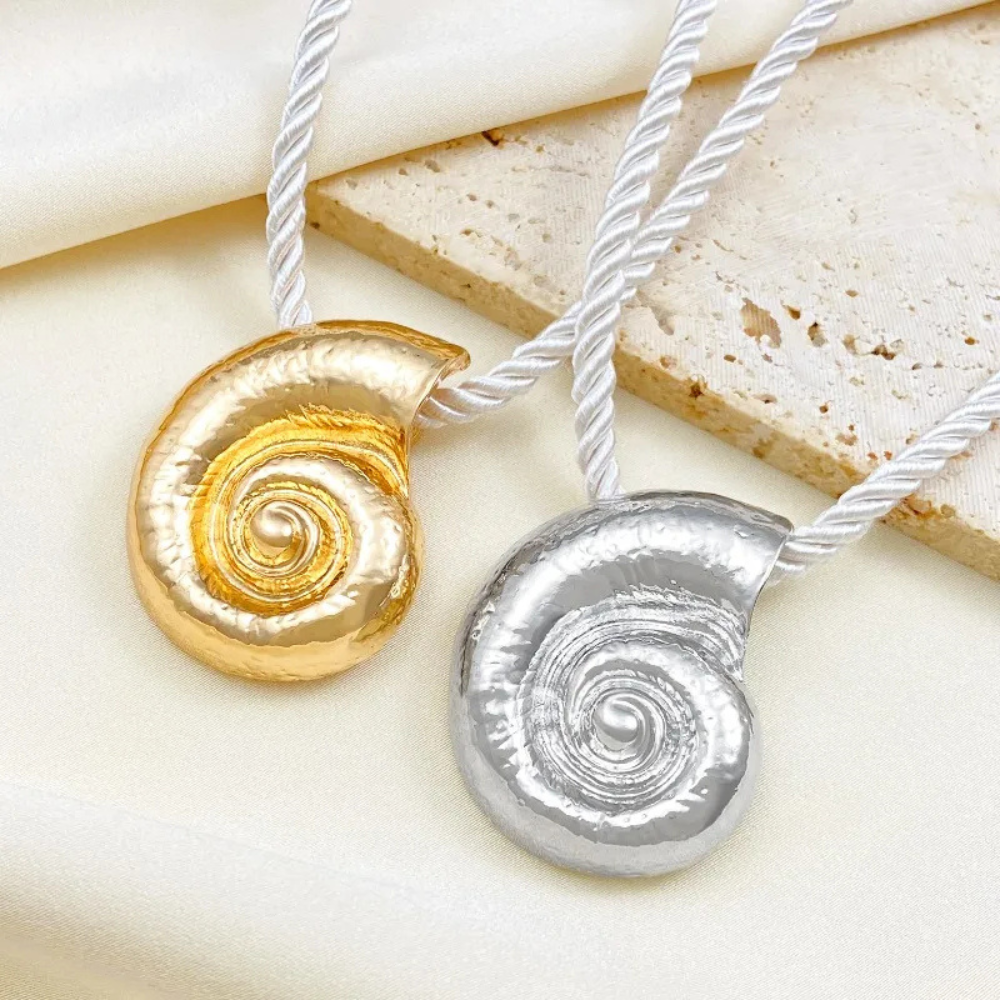 Collier Corde Coquillage Spirale pas cher