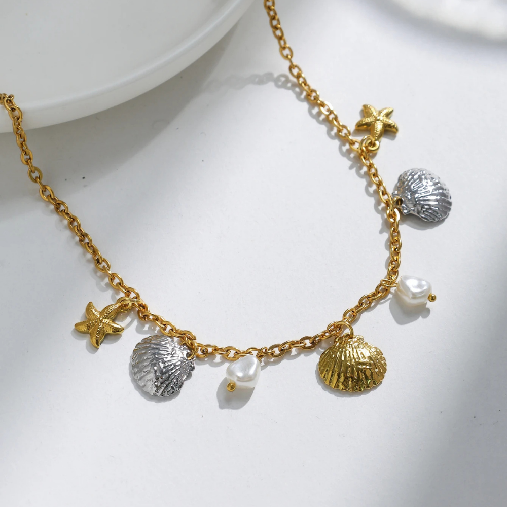 Collier Coquillage Bicolore pas cher