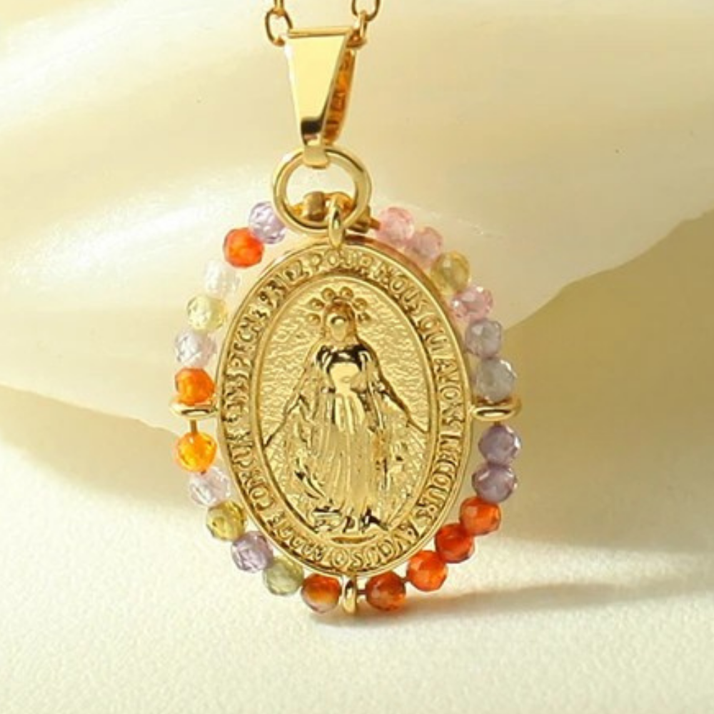 Collier Vierge Marie Perle pas cher