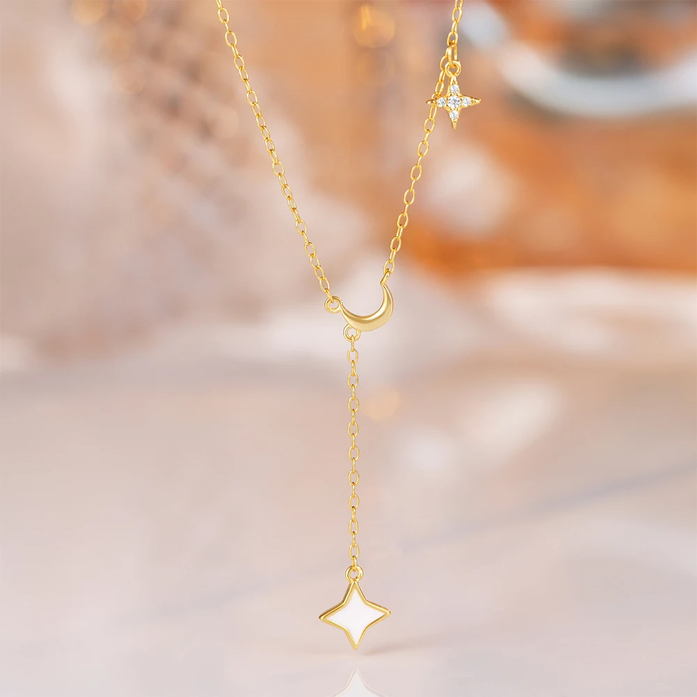 Collier en Y Étoile et Lune pas cher