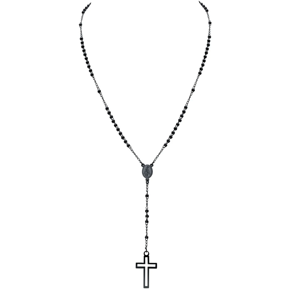 Collier en Y Croix Noir pas cher