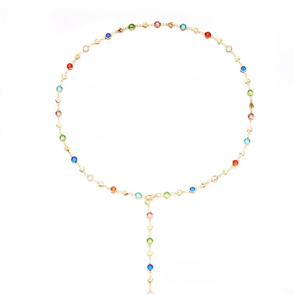 Collier en Y Strass Couleur pas cher