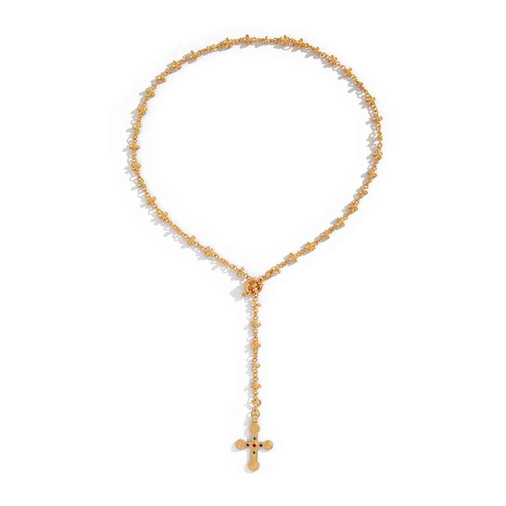 Collier en Y Croix Vintage pas cher